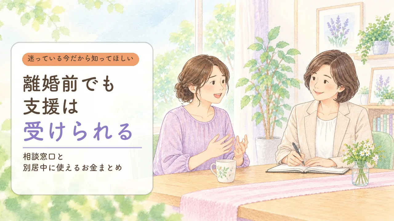 離婚前でも支援は受けられる|相談員に悩みを打ち明ける女性のイラスト